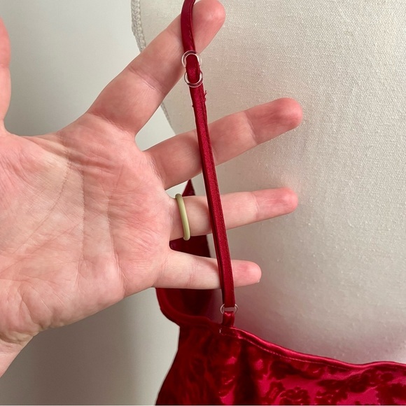 Vintage Red Velvet Burnout Floral Slip Dress Size 1X - Picture 6 of 6